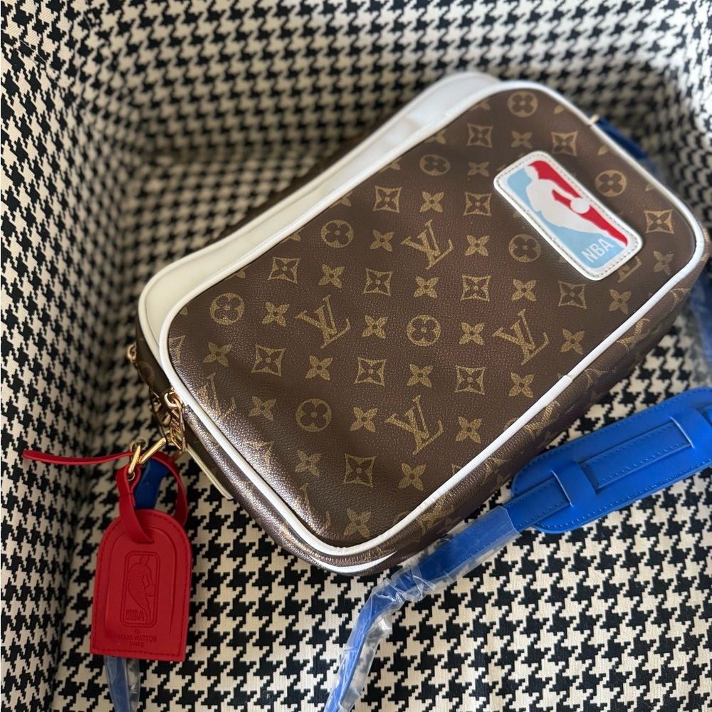 Louis Vuitton Monogram Bag with Blue Strap and Red Tag